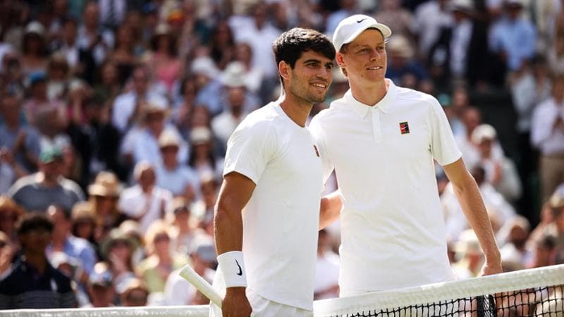 Alcaraz e Sinner prima della finale di Wimbledon