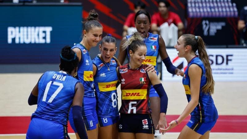 Le azzurre contro la Slovacchia (King Kom/FIPAV)