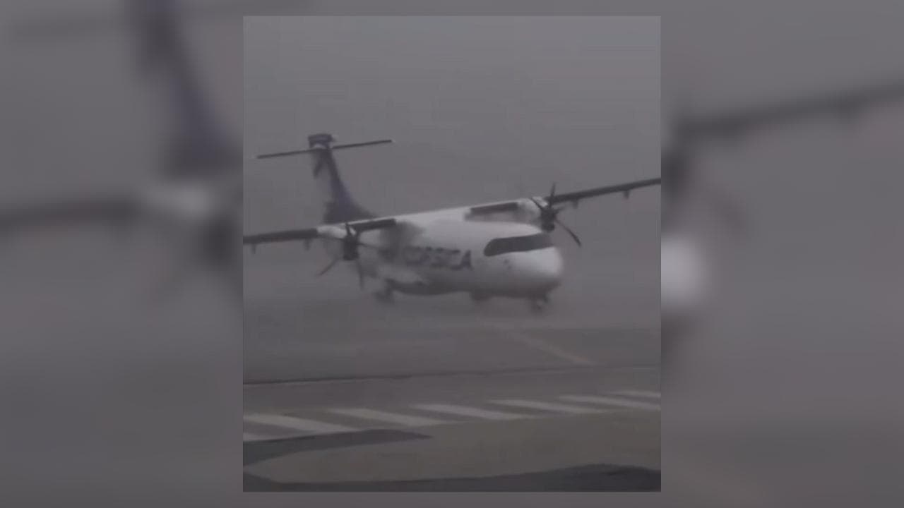 Corsica flagellata dal maltempo: il vento sposta l'aereo sulla pista