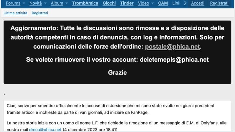 Quando l’ideatore di “Phica” svelò il sito ai pm ma non venne fermato: “Così guadagno con le foto”