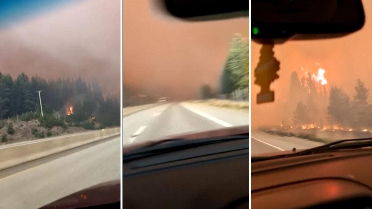 Canada, l'incendio dai boschi arriva all'autostrada: l'auto attraversa le fiamme