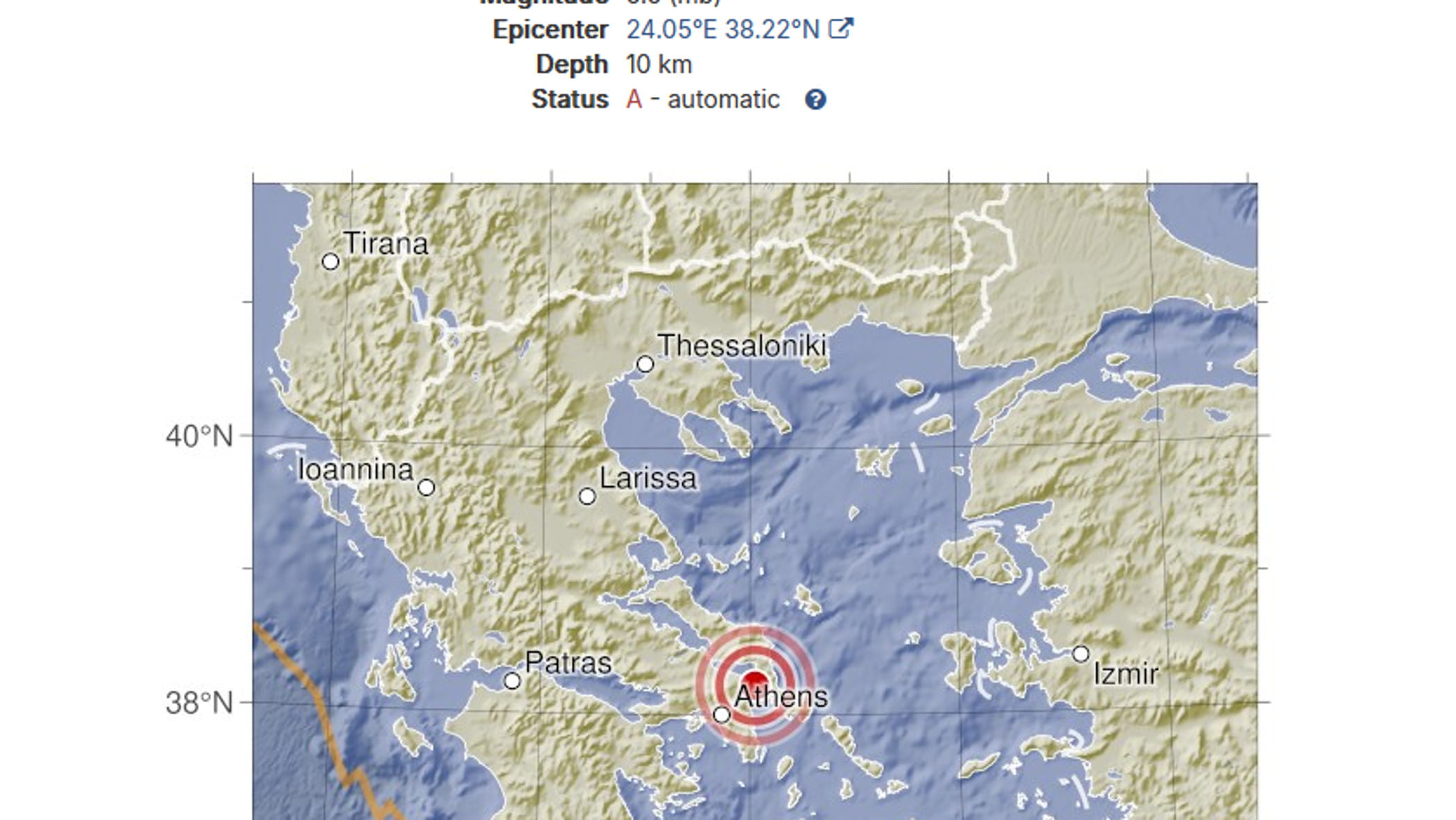 Yunanistan, Atina'nın kuzeydoğusundaki NEA Stira'da Deprem: Büyüklük 5.5