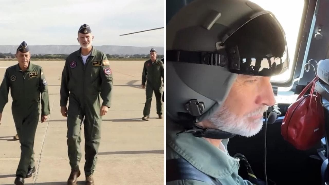 Spagna: re Felipe vola sull'aereo tattico militare