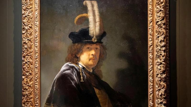 Rembrandt, Autoritratto con cappello di piume bianche, 1635