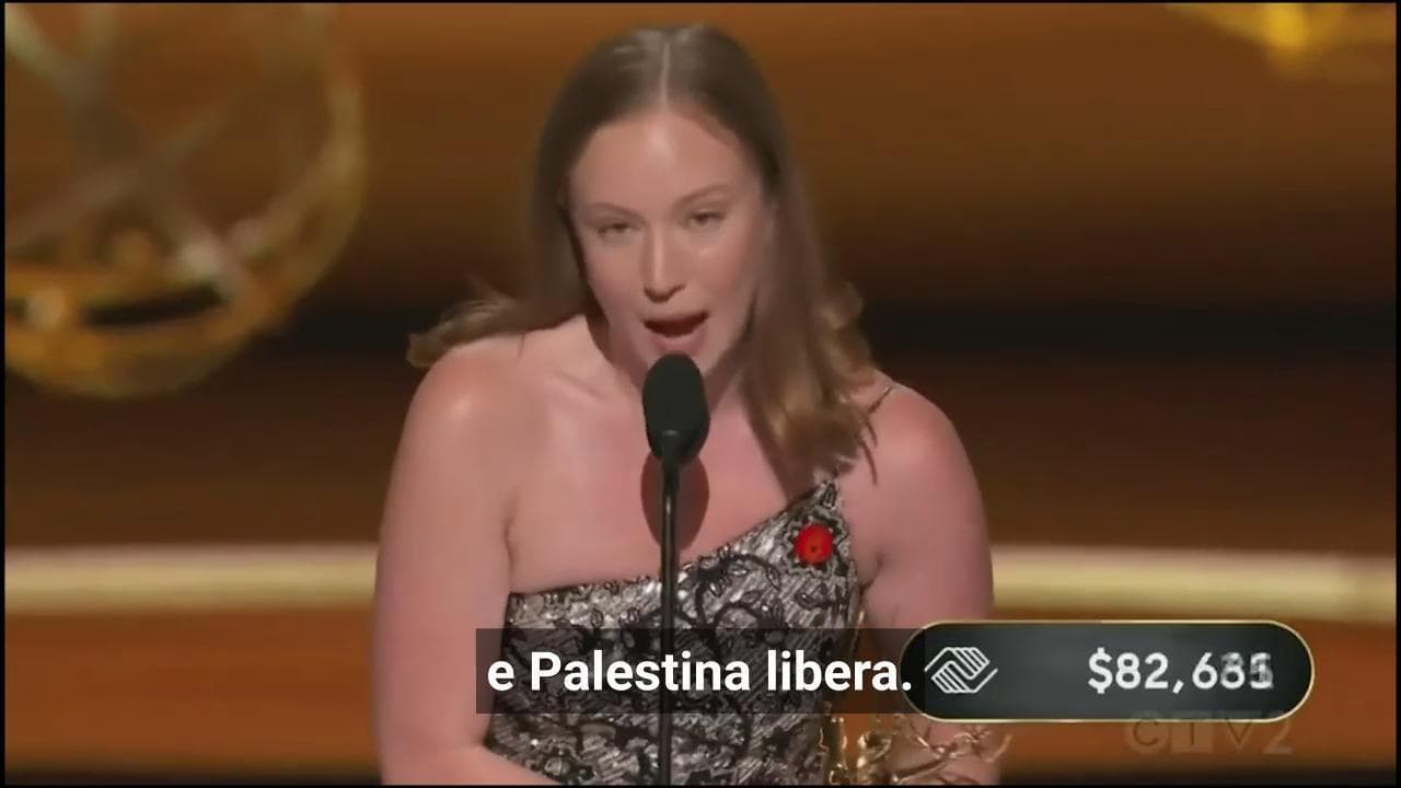 Emmy, il grido di Hannah Einbinder: "Go birds, fuck Ice and free Palestine"