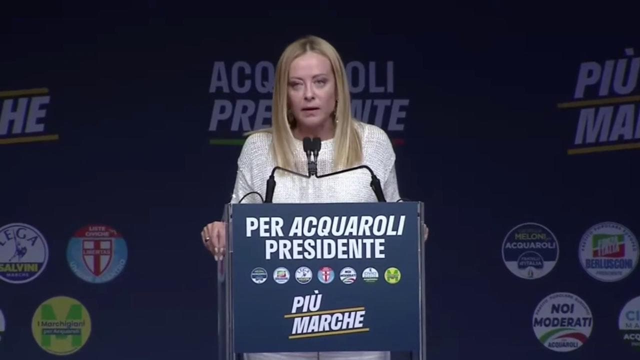 Meloni nelle Marche per Acquaroli: "L'Italia non può condividere l'occupazione di Gaza"