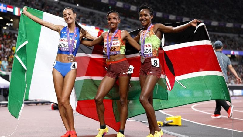 Nadia Battocletti con Chebet e Kipyegon
