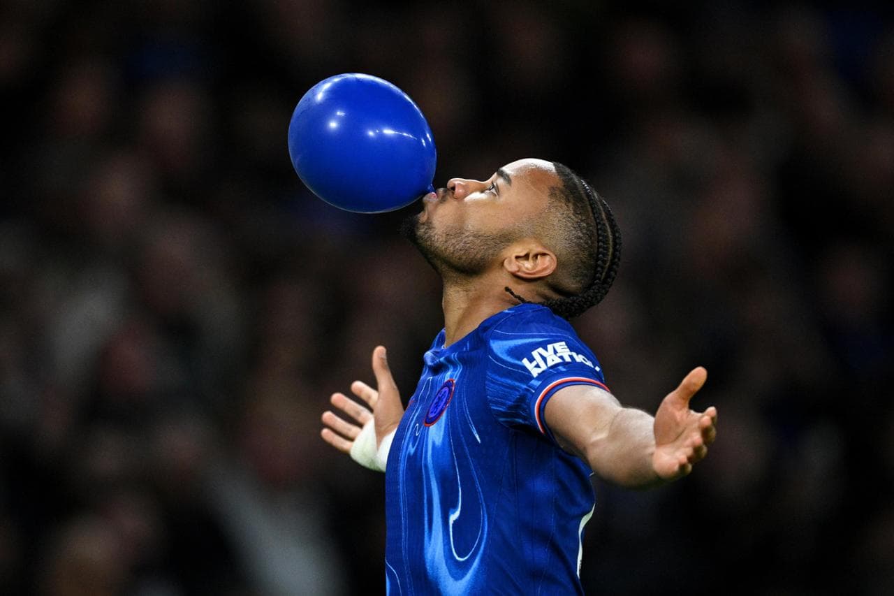 L'esultanza di Nkunku quando giocava nel Chelsea, a febbraio