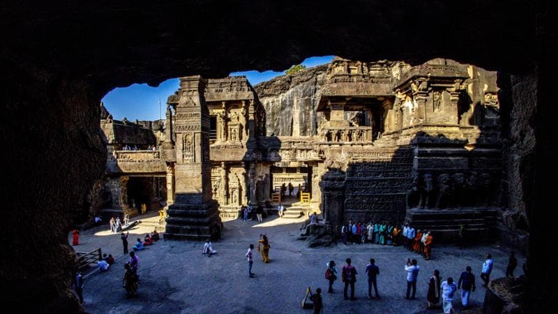 Uno dei templi delle grotte di Ellora, nello Stato indiano del Maharashtra. Godong/Universal Images Group via Getty