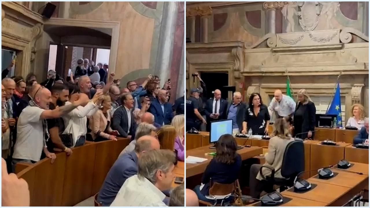 Terni, Bandecchi contestato fuori e dentro il Comune per le sue posizioni su Gaza: "Buffone"