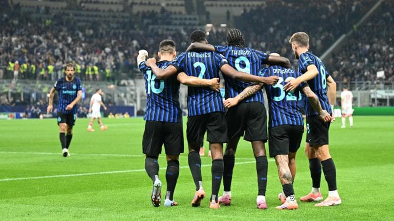 L'esultanza dei giocatori dell'Inter
