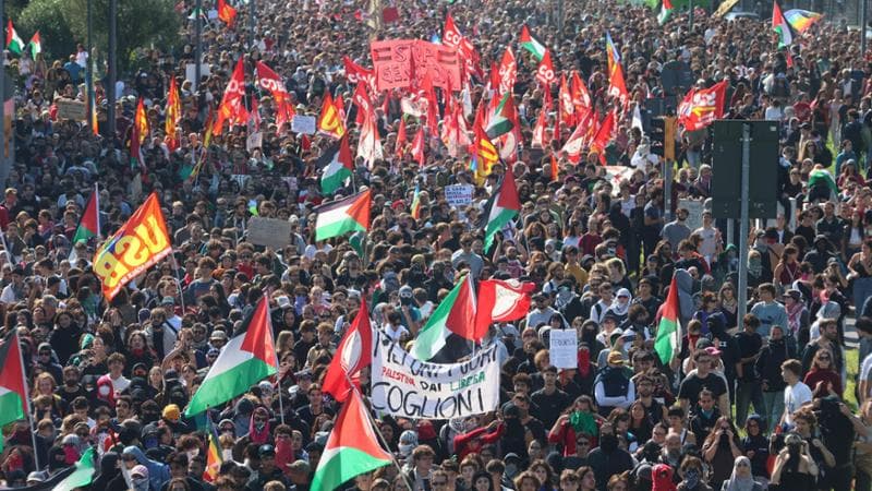 Sciopero per Flotilla e Gaza, due milioni in piazza. Piantedosi: “Da Cgil appello a rivolta sociale”