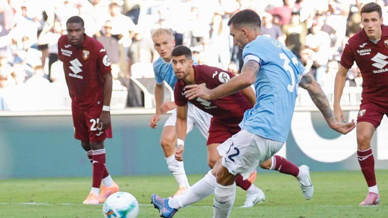 Il rigore del 3-3 di Cataldi