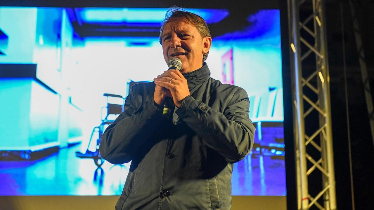 02/10/2025, Reggio Calabria, Chiusura della campagna Elettorale di Pasquale Tridico candidato a presidente della Regione Calabria, presente anche il Segretario del Movimento 5 Stelle Giuseppe Conte. In foto Pasquale Tridico 