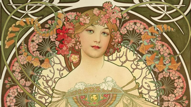 Alphonse Mucha, Rêverie (part.), 1897, litografia a colori