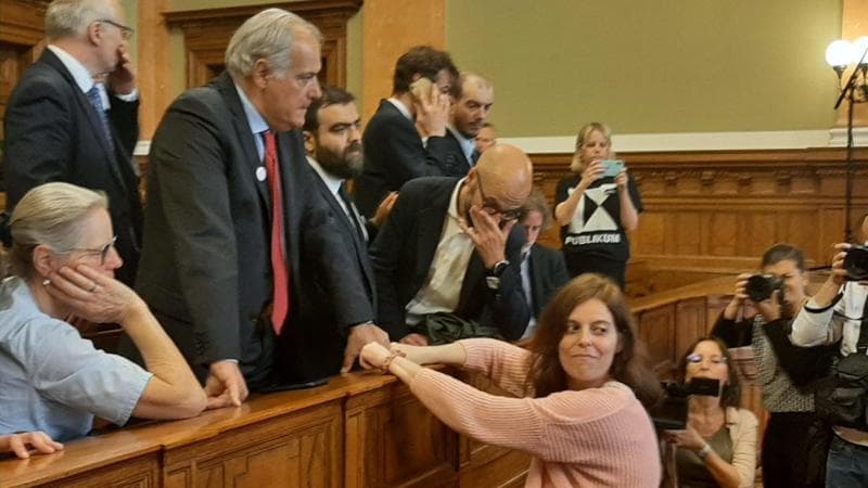 Ilaria Salis durante un'udienza in tribunale a Budapest, lo scorso 24 maggio 2024