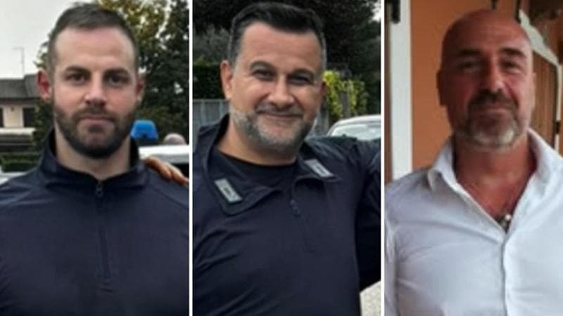 Una combo dei tre carabinieri morti nell'esplosione avvenuta in un casolare a Castel D'Azzano (Verona). Da sinistra: il Carabiniere Scelto Davide Bernardello, il Brigadiere Capo Valerio Dapr&agrave; e il Luogotenente Marco Piffari
