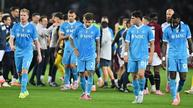 I giocatori del Napoli al termine del match con il Torino