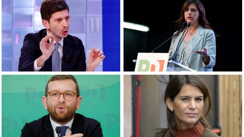 Da sinostra in altro, Roberto Speranza, Chiara Braga, Peppe Provenzano e Michela Di Biase