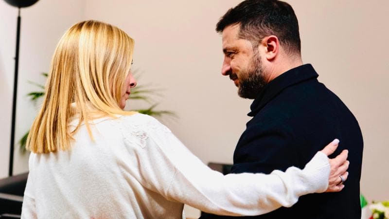 Giorgia Meloni e Volodymyr Zelensky&nbsp;
