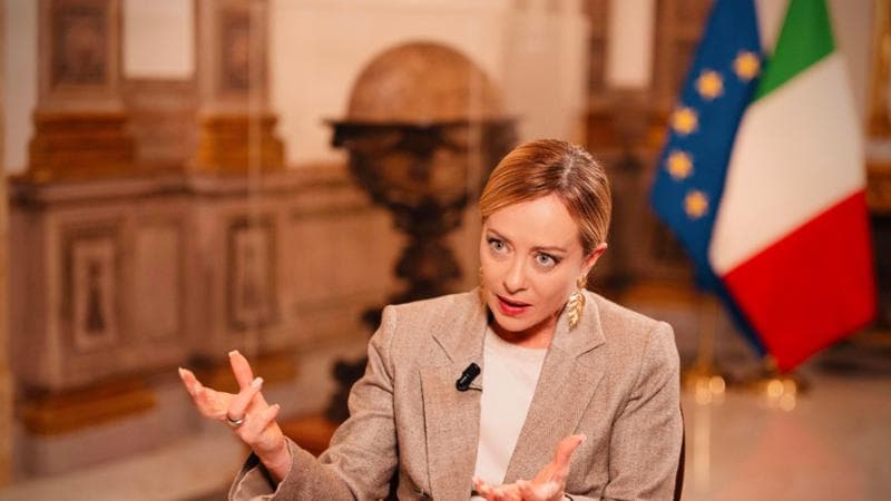 La premier Giorgia Meloni in televisione