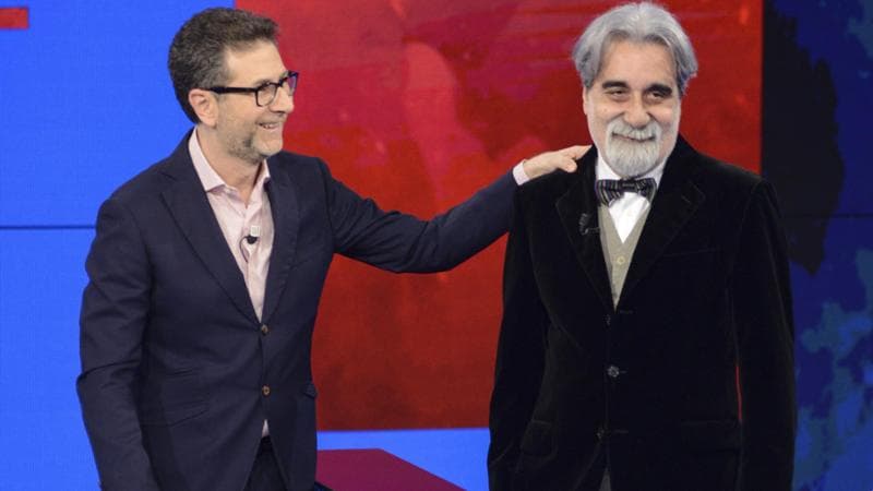 Milano, Trasmissione TV "Che tempo che fa"
nella foto :  Fabio Fazio, Giuseppe Vessicchio