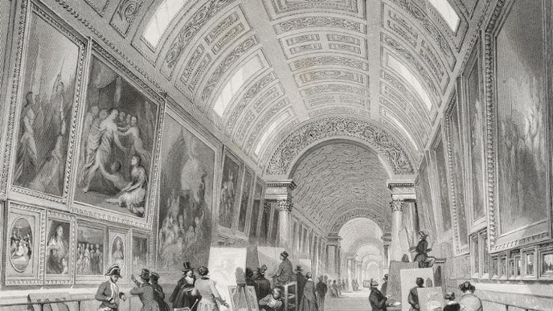 La Grande Galerie del Louvre, 1844, stampa da incisione su acciaio. Autore: Thomas Allom, 1844 circa.
Fonte: Marie-Lan Nguyen (2012)