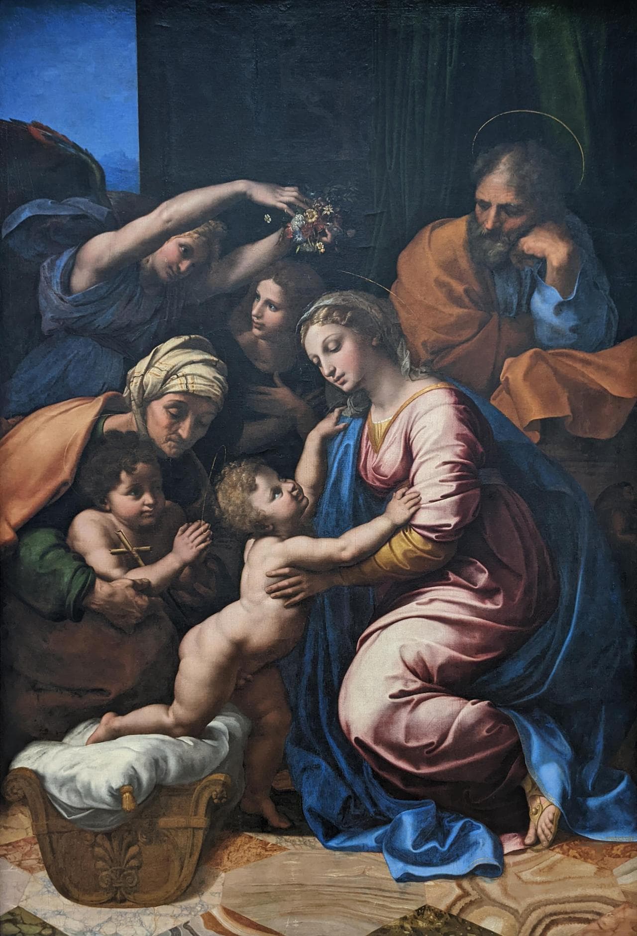 La Sacra Famiglia di Francesco I, di Raffaello, 1518, regalo di Lorenzo II de’ Medici a Francesco I e ora esposto al Louvre. Fotografo: photo Shonagon 2022-08-11