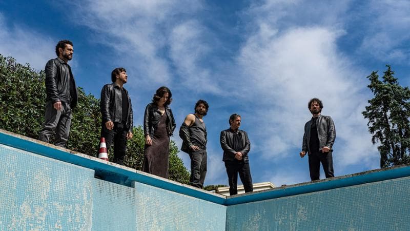 Vinicio Marchioni, Alessandro Roia, Daniela Virgilio, Marco Bocci, Edoardo Pesce e Francesco Montanari durante le riprese della puntata di Call My Agent (terza stagione)