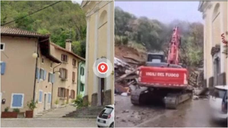 Prima e dopo la frana nel Goriziano