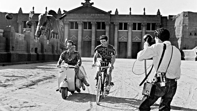 Charlton Heston e Stephen Boyd sul set di Ben-Hur. Roma, 1957 (Foto Reporters Associati &amp; Archivi / Mondadori Portfolio)
&nbsp;
