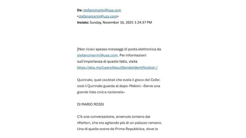 Ecco la mail con le frasi di Garofani inviata ai giornali della destra