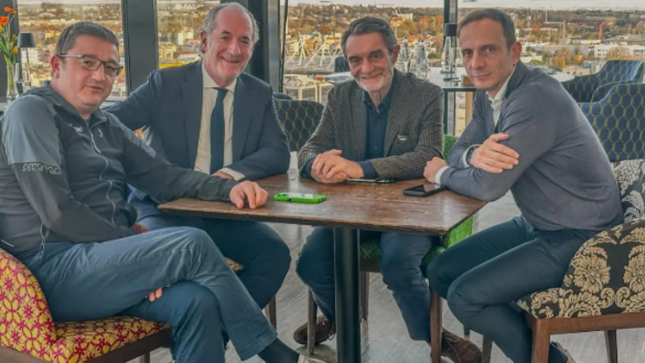 Luca Zaia a pranzo insieme ai presidenti di Lombardia (Attilio Fontana), Trentino (Maurizio Fugatti) e Friuli Venezia Giulia (Massilimiliano Fedriga)
