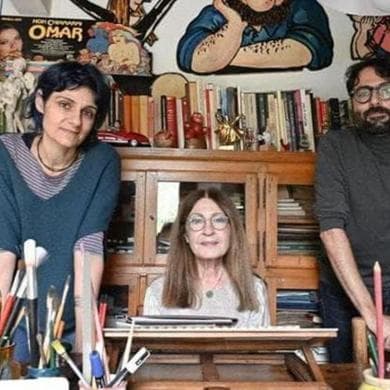 Bruna Pinasco era la moglie di Sergio Staino. Qui con i figli