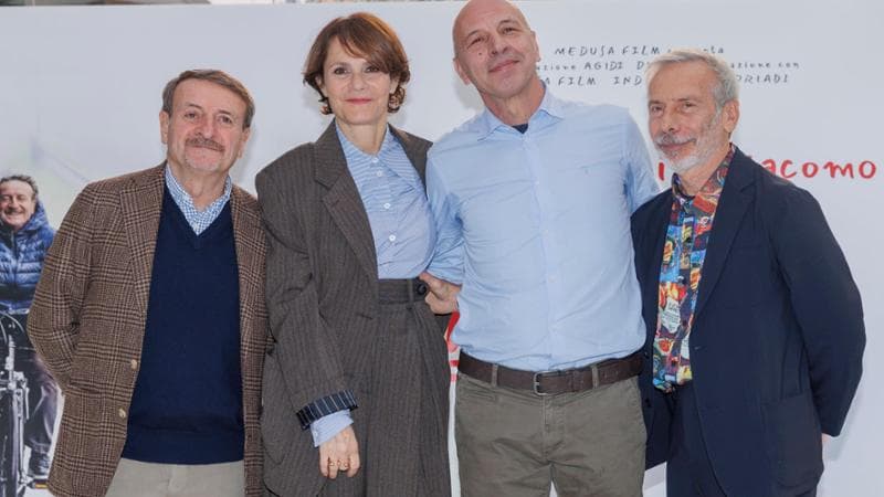 Giacomo Poretti, Sophie Chiarello, Aldo Baglio e Giovanni Storti