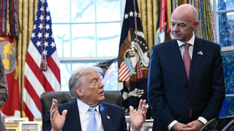 Il presidente americano Donald Trump con il presidente Fifa Gianni Infantino