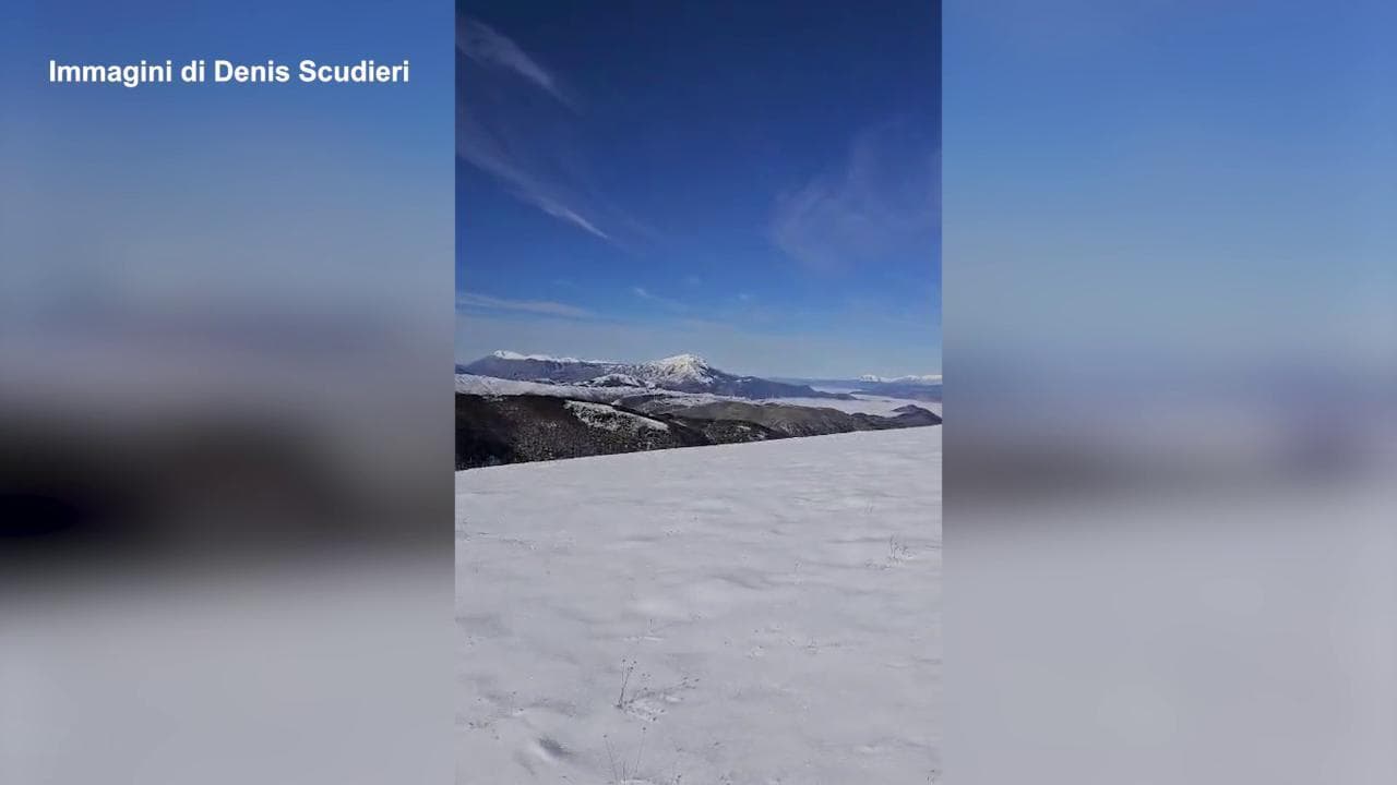 Dal monte Faito di Introdacqua le vette innevate dell'Abruzzo: il video