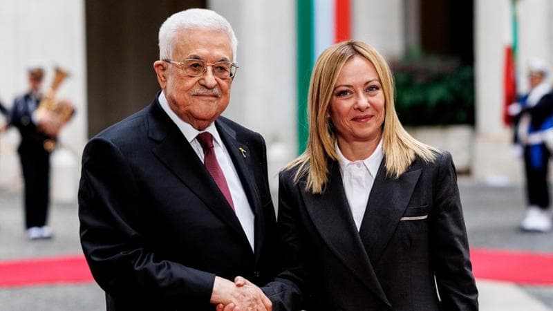 La premier Meloni e il presidente palestinese Abu Mazen
