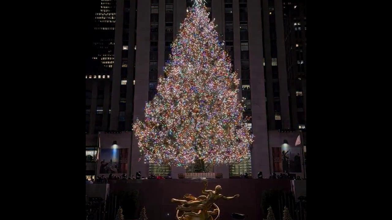 New York, acceso l'albero di Natale del Rockefeller Center: all'evento migliaia di persone