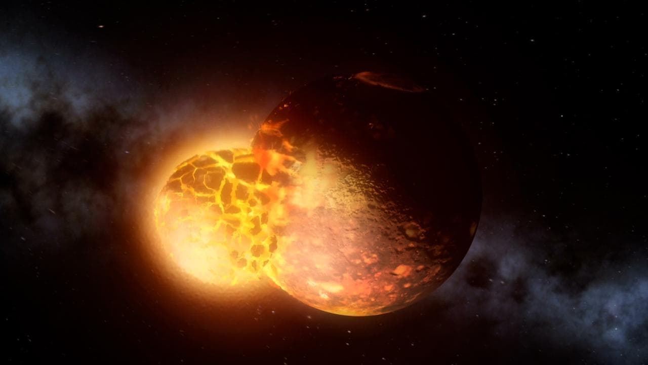 Spazio: la simulazione dell'apocalittico impatto con la Terra di Theia, il pianeta che creò la Luna
