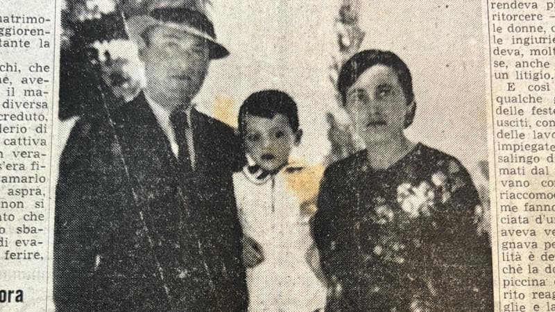 Francesco Argenti, l’assassino, e Teresa Mirabelli, la vittima, con uno dei loro figli. Lui la uccise a Montefranco (Terni) nel dicembre 1949
