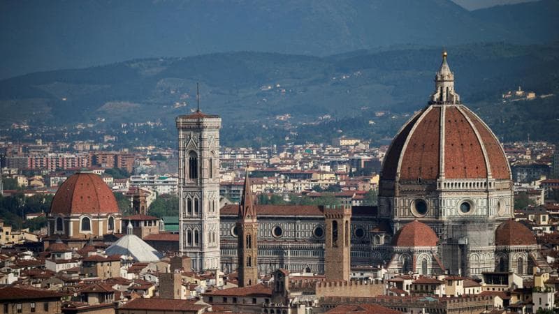 Una veduta di Firenze con il campanile di Giotto e la cupola del Brunelleschi
