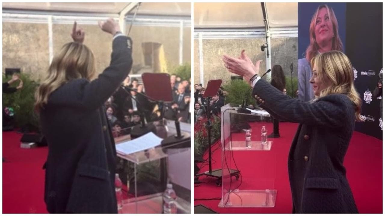 Atreju, Meloni accolta dal coro “Giorgia”: sul palco saltella e ringrazia i militanti