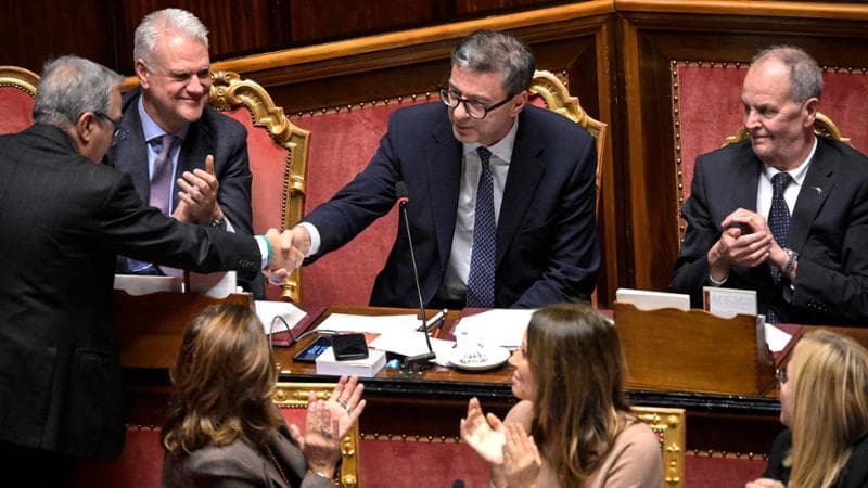 Roma, 22 dicembre: il ministro dell'Economia Giancarlo Giorgetti in Senato
