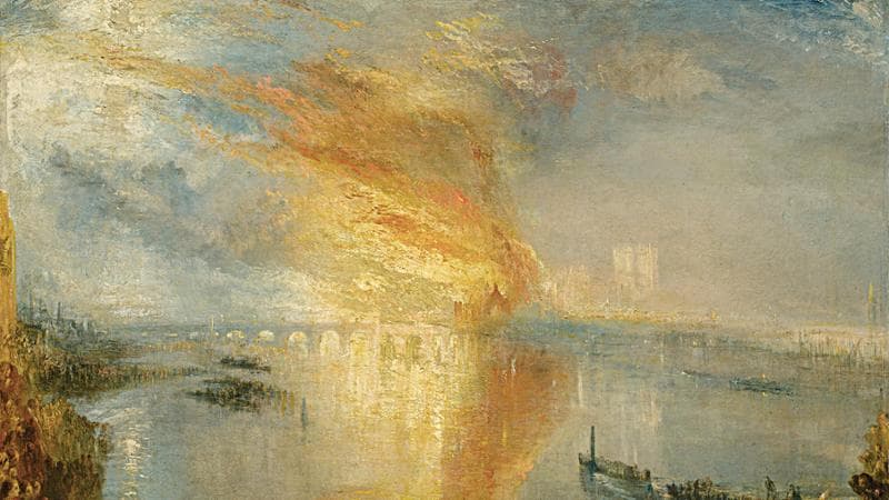 William Turner: L&rsquo;incendio delle Camere dei Lord&nbsp;e dei Comuni il 16 ottobre 1834

