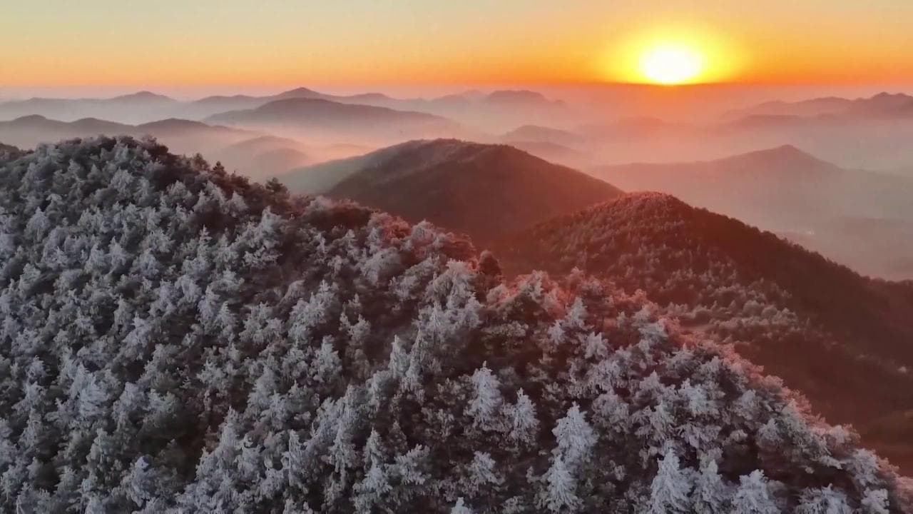 Cristalli all'alba, favola d'inverno in Cina: lo spettacolo della brina sulle vette ghiacciate del Fujian
