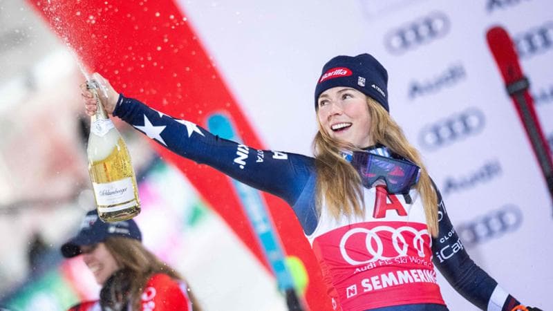Mikaela Shiffrin dopo la vittoria a Semmering