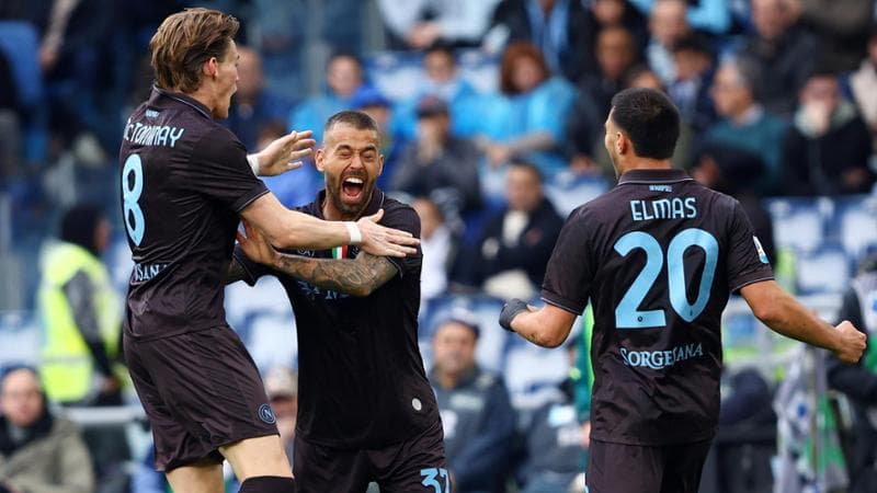 L'esultanza di Spjnazzola dopo il gol che ha sbloccato la gara