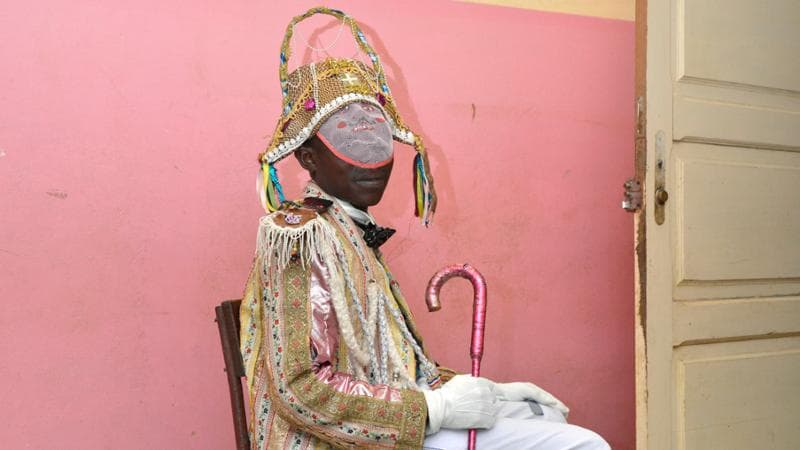Osvaldo Ferreiro, 45 anni, interpreta il traditore Ganelon negli spettacoli della "Tragedia florentina" sull'isola di Sao Tomé. Fotografia di Nicola Lo Calzo