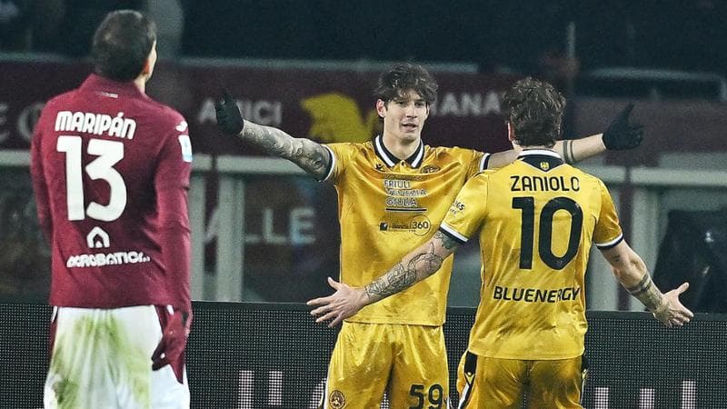 Torino ko in casa contro l’Udinese: Zaniolo e Ekkelenkamp firmano il sorpasso in classifica
